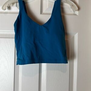 Lululemon Teal V-Neck Cropped Tank Top size 4